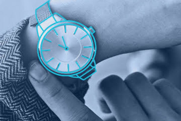 A graphic showing a wrist watch.