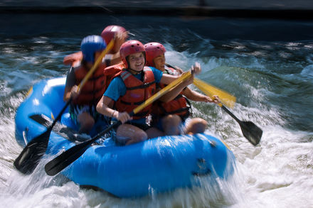 Students paddling in the St. Joseph River rapids - Learn More about South Bend