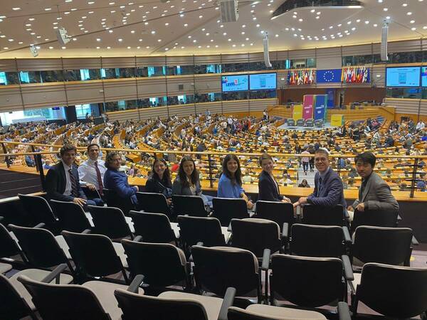 Ceci and fellow EU Scholars sit in the European Parliament in Brussels