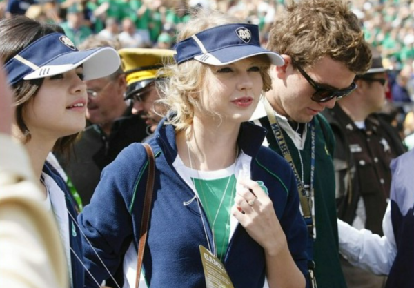 Taylor Swift and Selena Gomez at the Notre Dame vs. Purdue game in 2010 (Source: The Sports Bank)