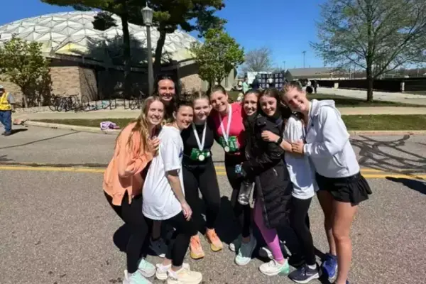 Anna and her friends after a hard-fought Holy Half!